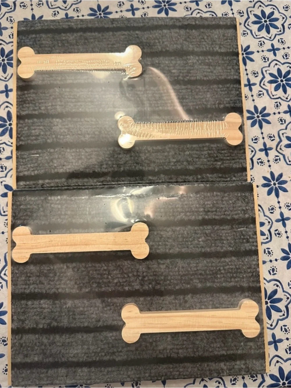 Wooden Pet Ramp with Gray Carpeted Steps for Dogs